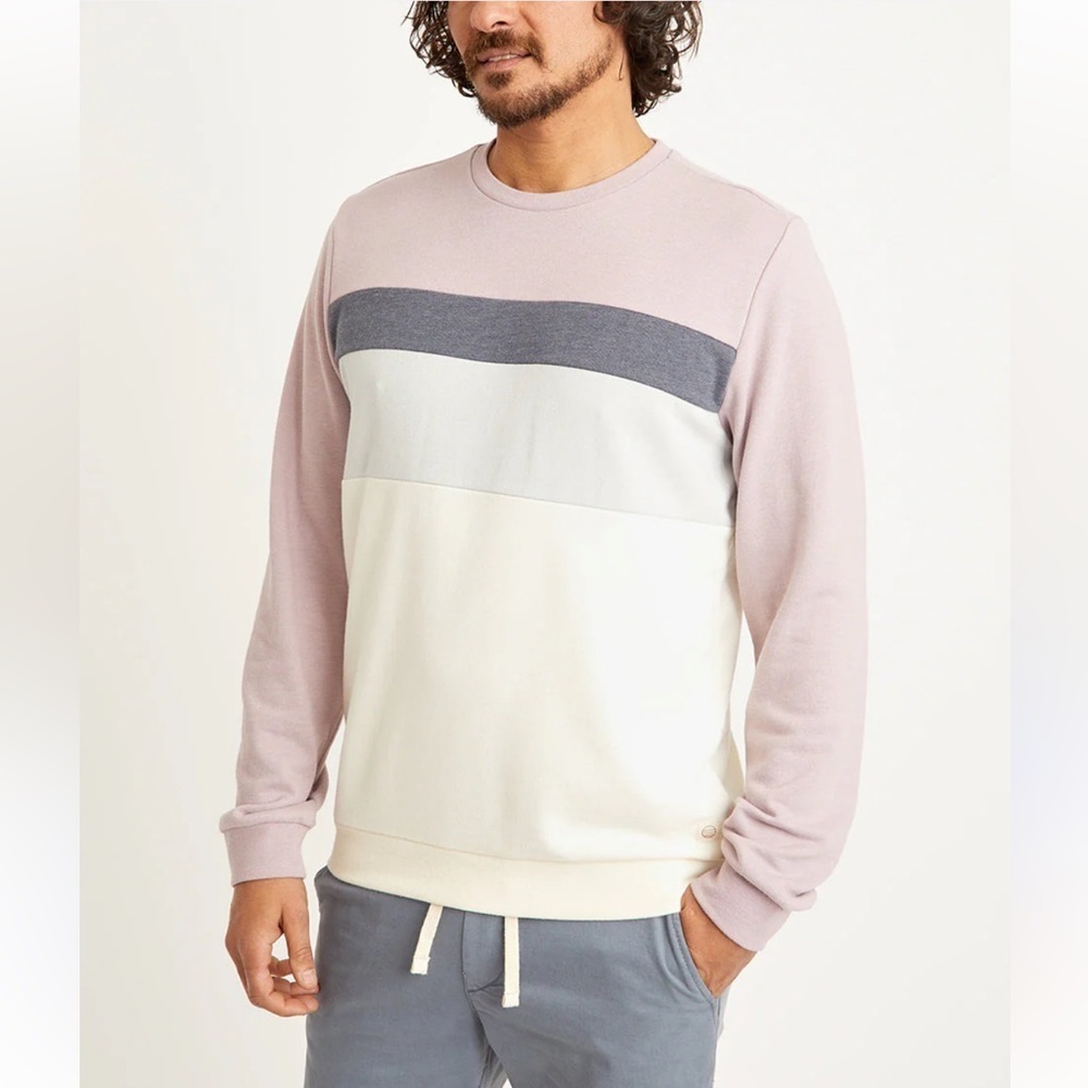 NEW Marine Layer Jordan Crew Sweatshirt Elderberry/Antique White Medium